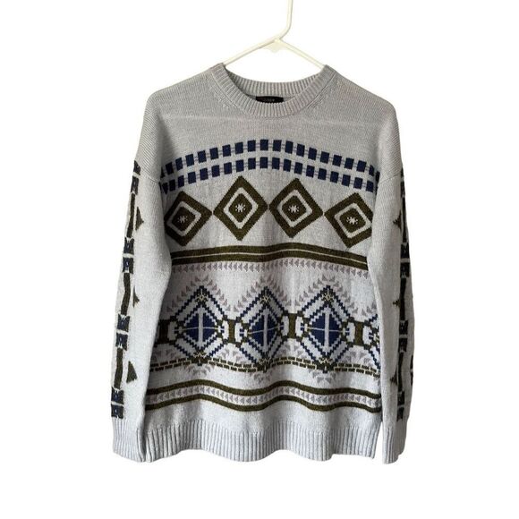 J. Crew Abstract Fair Isle Sweater size S Wool Blend - Picture 2 of 9